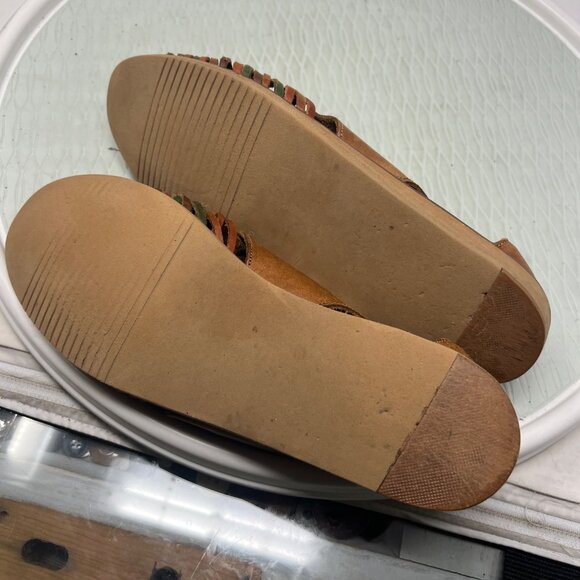 Leather Craft By Premiere Collection Size 10 Leather Woven Lace Up Sandals Brown - Picture 5 of 8